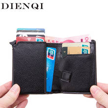 Dienqi rfid-carteira e porta cartões masculina, porta dinheiro, vintage, preta, pequena, de couro, fina, feminina 2024 - compre barato