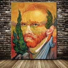 Mintura Hand Painted Famous Oil Painting On Canvas Vincent Van Gogh Self-portraits Wall Picturas For Living Room Home Decoration 2024 - buy cheap