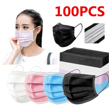 Máscara facial descartável respirável, 100 peças, com 3 camadas de filtro, com alça para as orelhas 2024 - compre barato