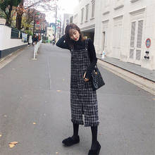 Roupas femininas de tamanho grande, malha preta, saia de lã tweed, conjunto com duas peças, outono inverno f1486 2024 - compre barato