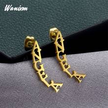 Personalized Customized Fashion Stainless Steel Letter Earrings for Women Custom Gold Color Name Earrings Jewelry 2021 New Gifts 2024 - buy cheap