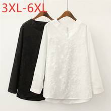 New ladies autumn winter plus size tops for women large blouse long sleeve loose cotton embroidery lace shirt 3XL 4XL 5XL 6XL 2024 - buy cheap