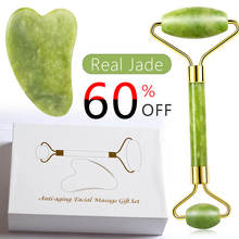 Natural Jade Roller Thin Face Massager Lifting Tools Slim Facial Gua Sha Green Stone Anti-aging Wrinkle Skin Beauty Care Set Box 2024 - buy cheap