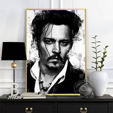 Póster de retrato del Actor estadounidense Johnny Depp, impresiones artísticas románticas de bocetos de hombres guapos, Minimalismblack White, regalo de decoración de pared del hogar 2024 - compra barato