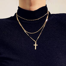 European and American popular jewelry with multi-layer fashion pendant alloy accessories cross ladies female sweater necklace 2024 - buy cheap