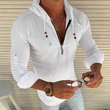 2021 Summer Men Tshirt Casual Solid Loose Hooded Tops Tees Shirts Male New Sportswear Hoodie Long Sleeve Mens T-shirt Clothing 2024 - купить недорого