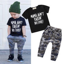 2020 New Summer Toddler Baby Boy Camoflage print Clothes Mama Letters Tops T-Shirt Camo Pants Tracksuit Outfit Set 2024 - compra barato