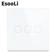 EsooLi 3 Gang 1 Way EU/UK  Standard Light Switch Wall Touch Sensor Switch,Crystal Glass switch power,luxury Wall Touch,Mute 2024 - buy cheap