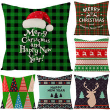 Pillowcases Merry Christmas  New YearLinen Santa Pillow Decorative Cushions Case Sofa Cushion Cover Home Decorationes 2024 - buy cheap