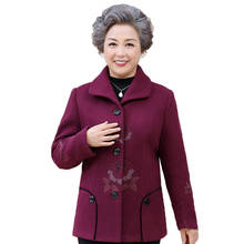 Middle-aged and Elderly Women's Woolen Coat Women Autumn Winter Jacket Large Blended Woolen Coat Grandmother Elegance Outerwear 2024 - buy cheap