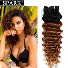 Spark Three Tone Ombre Brazilian Hair Deep Wave Human Hair Bundles Extensions 10-26inch 1/3/4 Bundles Remy Hair Weave 1B/30 2024 - buy cheap