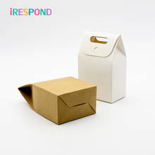 Bolsa de regalo de papel Kraft para niños, caja de embalaje de dulces de color marrón y blanco, embalaje de cartón para regalo de cumpleaños, 50 Uds. 2024 - compra barato
