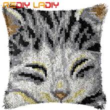 Latch Hook Kits Make Your Own Cushion Kitten Cat Pre-Printed Canvas Crochet Pillow Case Latch Hook Cushion Cover Hobby & Crafts 2024 - buy cheap