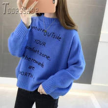 2019 English Alphabet Knitting Women Sweater Lazy Style Winter Bottoming Female Sweaters 2024 - buy cheap