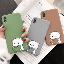 Capa de proteção colorida para iphone, capinha fofa de gato com desenho animado para iphone 12 mini 12 11 pro x xs max xr 8 7 6 6s plus 2024 - compre barato