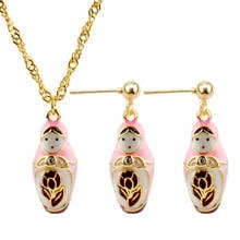 Vintage Russian Matryoshka Metal Enamel Necklaces Cute JapanToy Doll Necklaces Jewelry Gift For Friends Fans 2024 - buy cheap