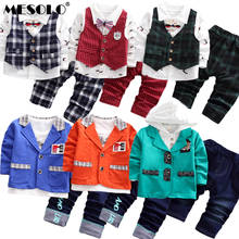 2019 Autumn And Winter Boys Baby Clothes Suit Gentleman Fashion Suit Jacket Shirt Pants 3 Pcs Set  Cartoon Vest T-shirt Top 2024 - buy cheap