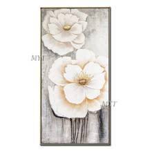 Large Size White Flower Art Hand-painted Oil Painting Wall Art Lotus Home Decoration Paintings Wall Picture Unframed Artwork 2024 - buy cheap