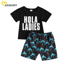 Ma & bebê 0-3y verão da criança do bebê recém-nascido menino praia roupas definir bonito letra t camisa shorts roupas casuais trajes 2024 - compre barato
