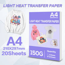 20 Sheets A4 Heat Transfer Paper for Light color Fabric Cotton Cloth T-shirt inkjet Printing Design for inkjet Printer 210*297mm 2024 - buy cheap