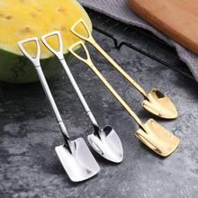 1PCS Stainless Steel Iron Shovel Spoon Coffee Ice Cream Spoon Engineering Shovel Retro Cute Square Head Spoon Kitchen Gadget 2024 - buy cheap