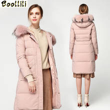 Boollili jaqueta duck down feminina, casaco inverno coreano 90% para mulheres colarinho de guaxinim verdadeiro 2024 - compre barato
