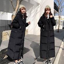 X-long jaquetas femininas de inverno, casacos finos de algodão, quentes, casuais, de algodão, preto, com capuz, casaco, sobretudo, 2021 2024 - compre barato