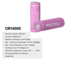 20 шт., литиевые батареи PKCELL CR14505 14505 3 в AA LiMnO2, 1400 мАч, батарейки размера aa для камеры, медицинского оборудования, лампы, радио 2024 - купить недорого