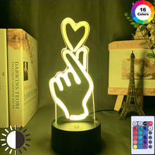 Палец сердце светодиодный Ночной светильник сенсорный Сенсор красочный детский ночной Светильник для Спальня украшение Usb Батарея питание настольная лампа vitage Dragon 2024 - купить недорого