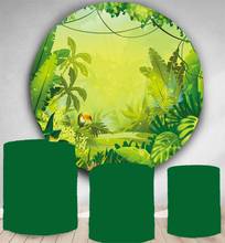 Circle backdrop round photo background Tropical jungle plants leaves birthday party decor baby shower candy cake table banner 2024 - buy cheap