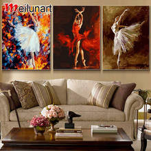 Abstract ballerina diy mosaic art 5d diamond painting triptych full square round diamond embroidery kits wall decoration AS0864 2024 - buy cheap