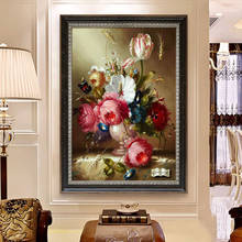 Classical Flower Peony oil painting Art Needlework 14CT Canvas Unprinted Handmade Embroidery Cross Stitch Kit DIY Home Decor 2024 - buy cheap