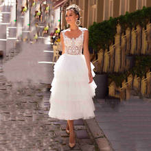 Curto 2021 vestido de casamento novo puff curto vestido de noiva branco para as mulheres vestido de noiva de novia boêmio rendas 2024 - compre barato