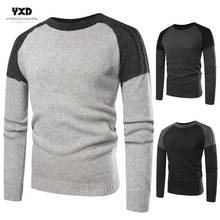 Jersey de algodón empalmado para hombre, jerséis de punto ajustados informales, ropa coreana 2024 - compra barato