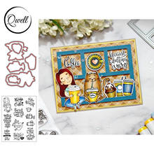 QWELL Metal Cutting Dies and Clear Silicone Stamps Little Girl Coffee Lover Words Sentences DIY Craft Scrapbooking 2020 New 2024 - buy cheap