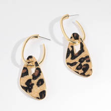 Pendientes de aro colgante de aleación con estampado de leopardo para mujer y niña, joyería sencilla de moda geométrica, novedad 2024 - compra barato