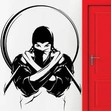 Guerreiro japonês adesivos de parede japão ninja com faca espada vinil decalque da parede casa decoração acessórios para sala estar y969 2024 - compre barato