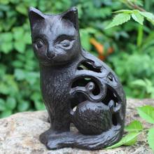 Antique Black Cast Iron Hollow Cat Figurines Home Garden Decor Handmade Cat Animal Statue Indoor Outdoor Metal Candle Lantern 2024 - buy cheap