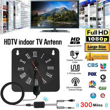 Комнатная антенна для цифрового ТВ, с будильником и усилителем сигнала, радиус 300 миль, антенна HD TV 2024 - купить недорого