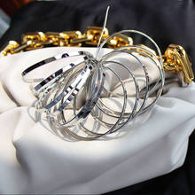 Big Statement 2PCS/SET Gold Silver Color Metal Alloy Big Circle Bracelet Bangles Sets for Women Girls Punk Bracelet Jewelry 2024 - buy cheap