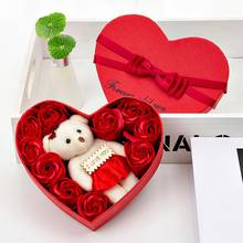 Fake Flower Valentine's Day 10 Flowers Soap Flower Gift Rose Box Bears Bouquet Festival Gift Wedding Cake Gift Box Wreaths Decor 2024 - buy cheap