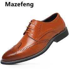 Mazefeng-zapatos de boda de cuero genuino para hombre, calzado formal de negocios con punta redonda, zapatos planos oxford, RXM081, talla 38-48 2024 - compra barato
