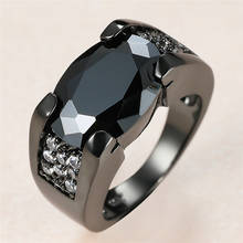 Мужское и женское кольцо в стиле панк, винтажное обручальное кольцо из черного золота 14 карат с кристаллами и бриллиантами, обручальное кольцо с большим овальным Цирконом 2024 - купить недорого