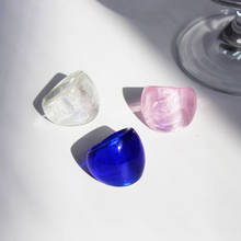 SRCOI-Anillo de cristal rosa y azul claro para mujer, sortija exagerada de temperamento Simple, joyería de fiesta 202104 2024 - compra barato