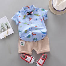 Diimuu verão conjuntos de roupas do bebê camisa + calças crianças moda algodão roupas infantis menino terno 2024 - compre barato