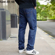 Men Jeans Pants Plus Size Classic Large 38 40 42 44 46 48 Denim Blue Straight Male Basic Oversized Trousers Hombre Streetwear 2024 - buy cheap
