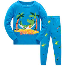 Crianças pijamas conjuntos meninos padrão animal noite terno crianças dos desenhos animados pijamas oceano crianças 100% algodão pijamas tamanho 3-8y 2024 - compre barato