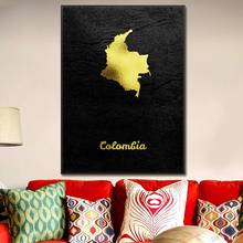 Классическая золотая карта Колумбия Художественная Картина на холсте постер для дома гостиной спальни декоративная рамка для картины 2024 - купить недорого
