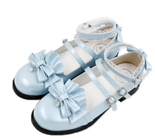 Kawaii menina doce lolita sapatos de renda vintage plissado bowknot elegância kawaii sapatos cabeça redonda sapatos femininos loli cosplay 2024 - compre barato