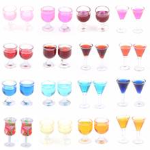 2Pcs 1:12 Doll Houses Triangle Cocktail Glass Colorful Glass Cup Goblet Bar Drinking Dollhouse Miniature Accessories 2024 - buy cheap